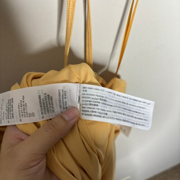 NWT Abercrombie & Fitch Yellow Fitted Mini Dress Women's Size XL - Picture 5 of 9